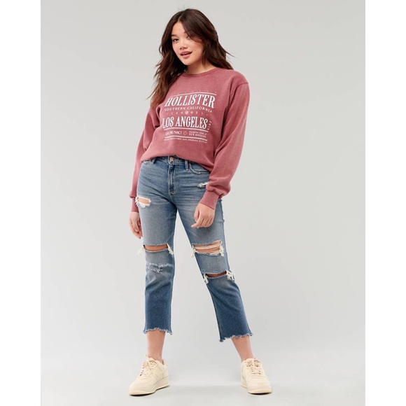 Hollister High-Rise Crop Slim Straight Jeans - Picture 3 of 5